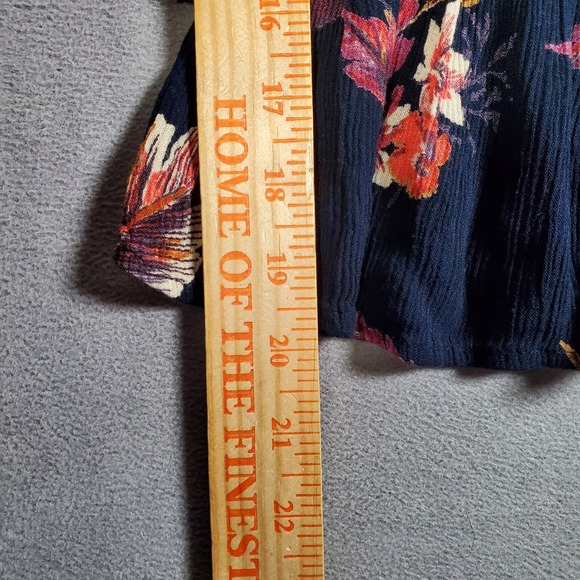 Y2K Babydoll Cami Top S Blue Pink Floral Smocked Ruffle Boho Patrons of‎ Peace - Picture 4 of 7